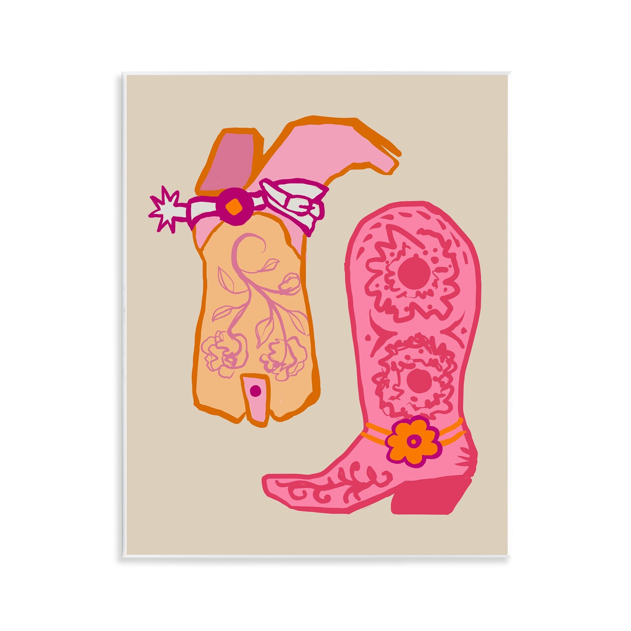 Stupell Industries Cowgirl Boots with Spur Wall Plaque By Elizabeth Medley